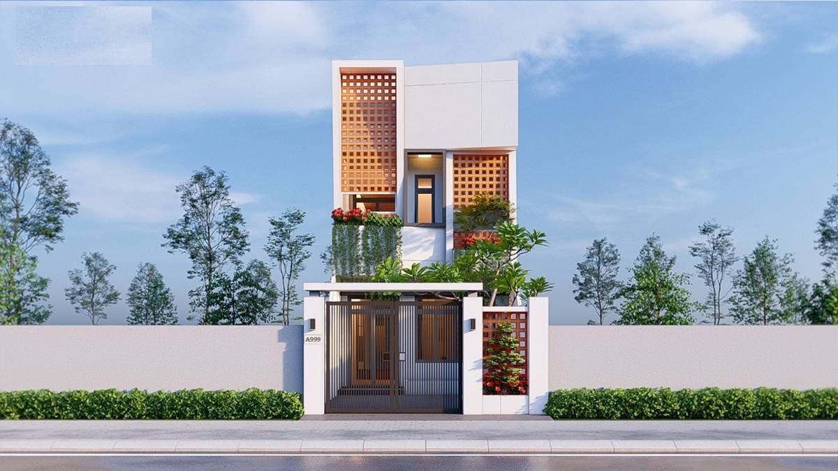Mẫu mặt tiền nhà hướng Tây thiết kế hiện đại, chống nóng tốt