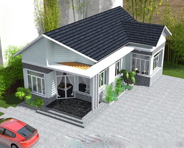 Thiết kế của ngôi nhà thường sử dụng các chi tiết cổ điển như cột trụ, cửa sổ cong mềm mại, mẫu trần thạch cao hình elip kết hợp với mái ngói thanh thoát