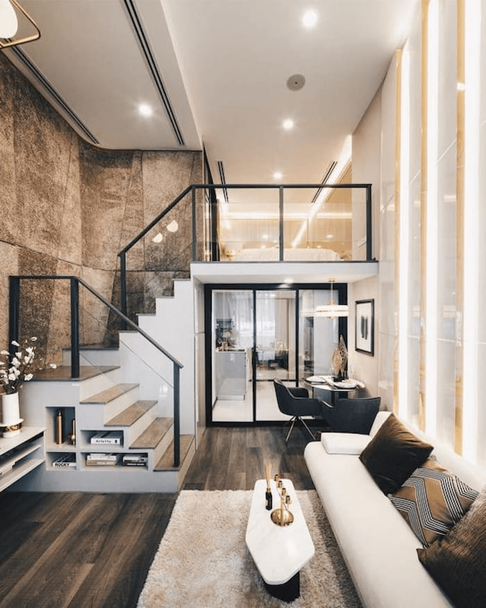 mẫu trần thạch cao phòng khách nhà gác lửng đẹp