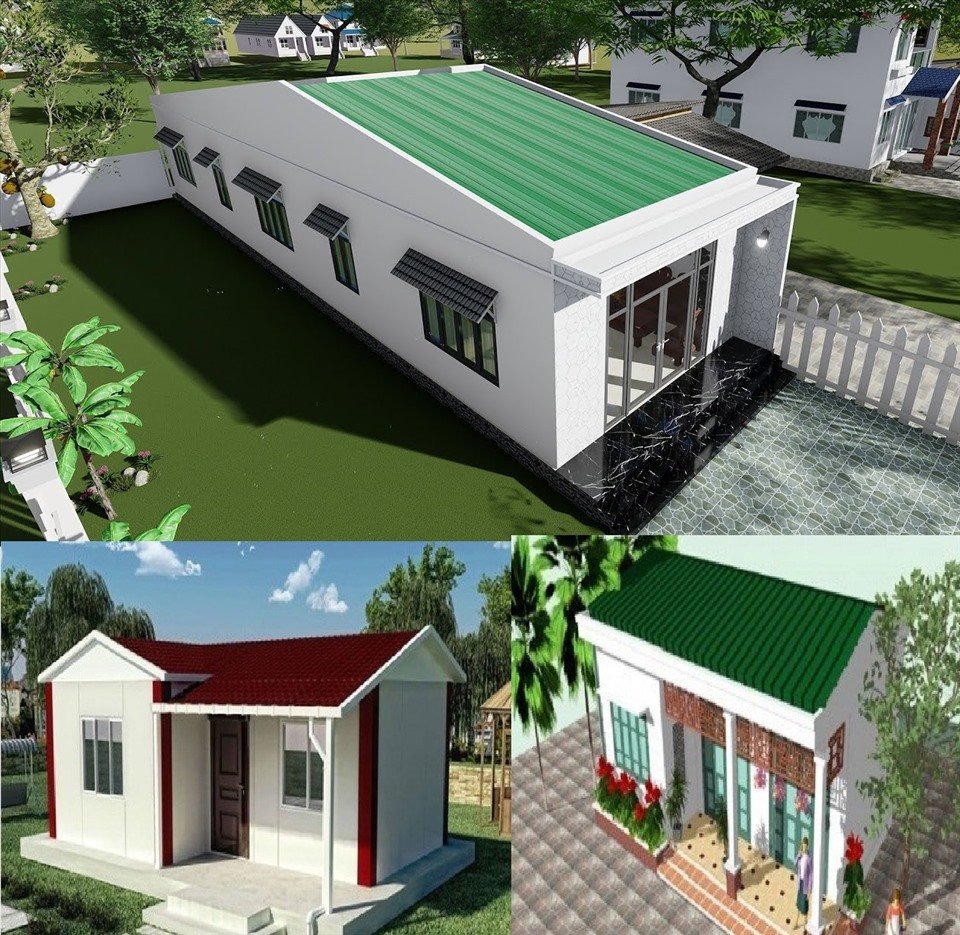 Nhà cấp 4 nông thôn với thiết kế mái tôn kết hợp trần thạch cao chống nóng, giúp ngôi nhà mát hơn vào mùa hè (Nguồn: Internet)