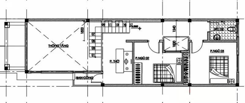 Bản vẽ mặt bằng tầng lầu nhà cấp 4 gác lửng 3 phòng ngủ 600 triệu