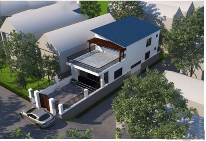mẫu nhà gác lửng 3 phòng ngủ có sân thượng